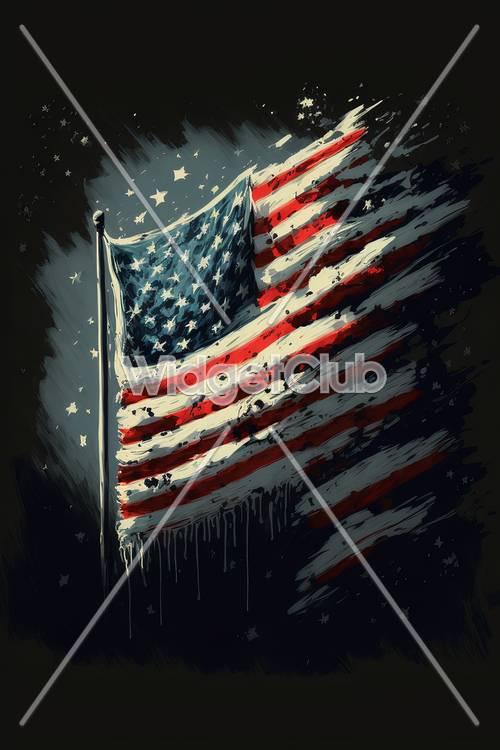 Karya Seni Bendera Amerika Penuh Bintang dan Garis