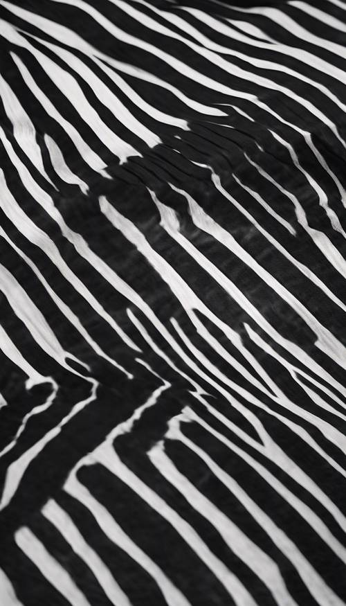 Eine detaillierte Nahaufnahme der ineinander verschlungenen Streifen eines schwarzen Zebras.