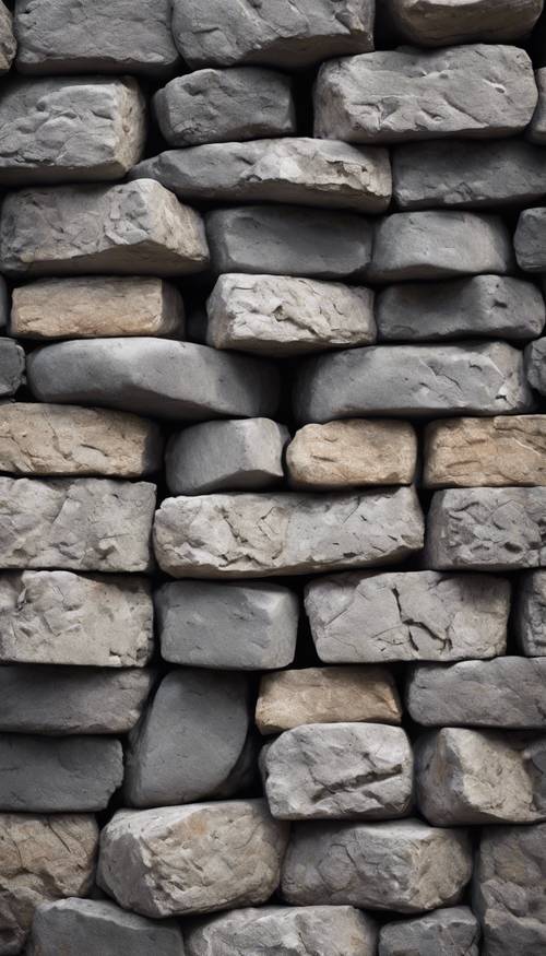 Un mucchio di mattoni di pietra grigia, instabili e grezzi.