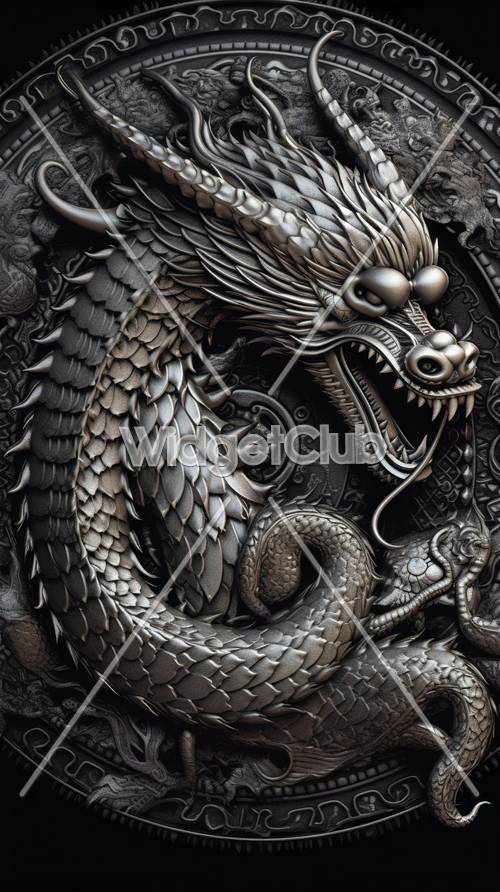 Arte de la serpiente dragón en tonos grises