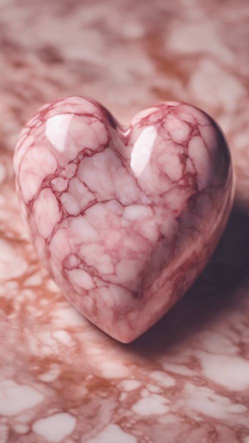 Um pedaço de mármore rosa esculpido em forma de coração.