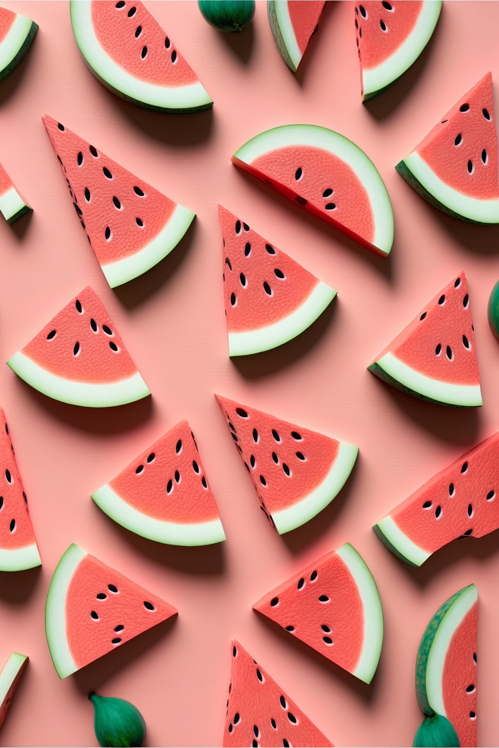 Colorful Slices of Watermelon on Pink Background Hintergrund[53161166b6bd41f3ab69]