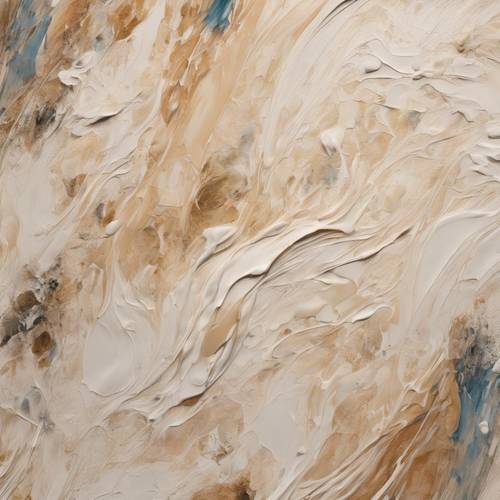 An abstract canvas filled with acrylic brush strokes in different shades of cream creating a rich, comforting texture