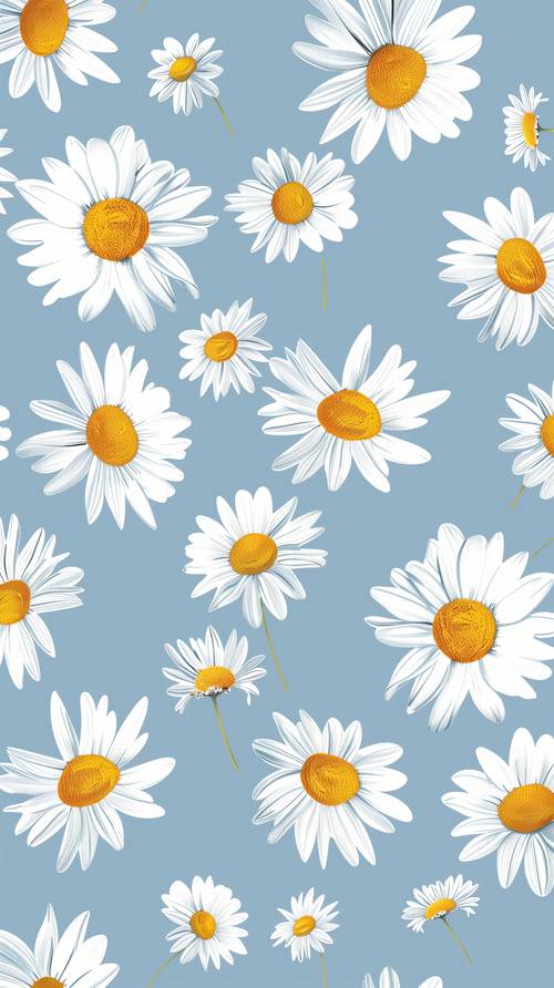 Sunny Daisies on Blue Background