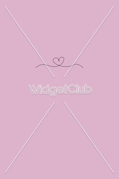 Minimalist Heart Line Art on Pink Background Ფონი[fd792b8010654773b445]