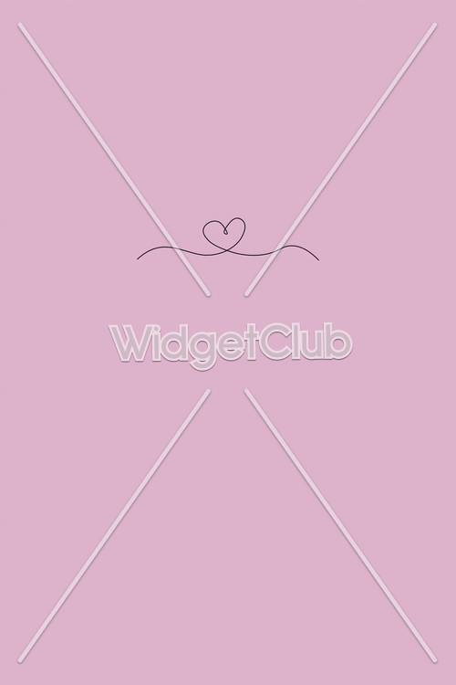 Minimalist Heart Line Art on Pink Background
