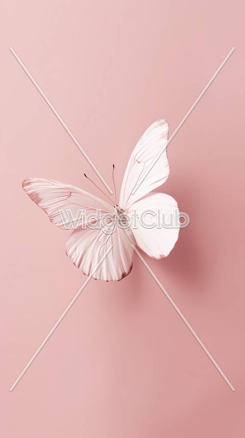 Hermosa mariposa rosa sobre fondo rosa suave