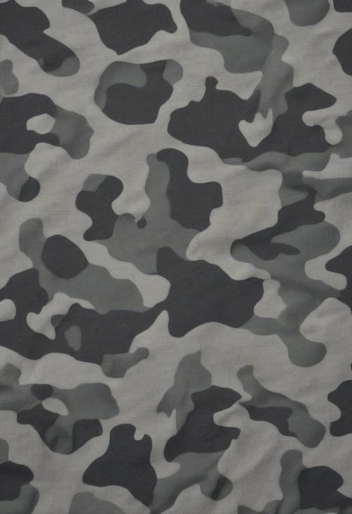 Padrão de camuflagem cinza em tecido de uniforme militar.