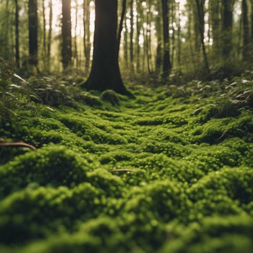 Лозы образуют естественный зеленый ковер на лесной подстилке.