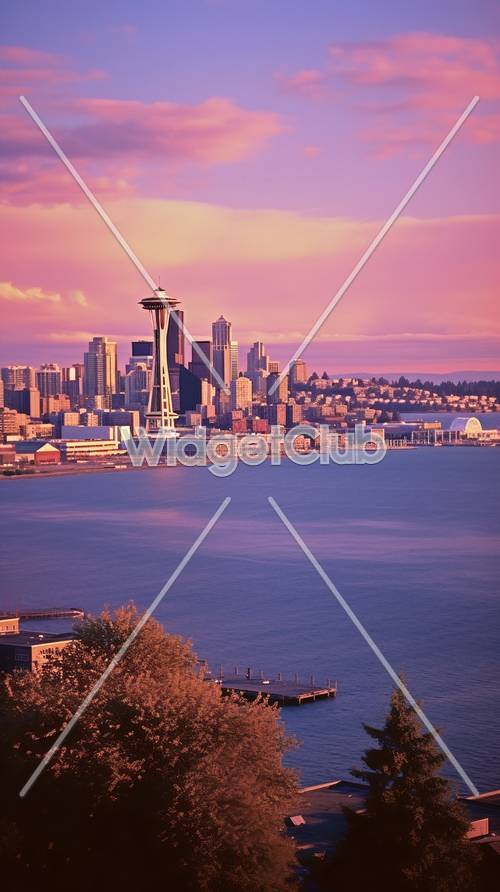 Horizon de Seattle au coucher du soleil
