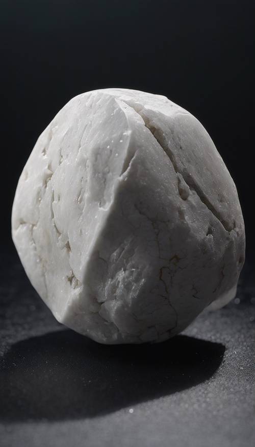 Una piedra blanca singular y reluciente sobre un fondo negro como boca de lobo.