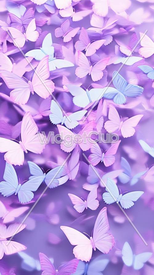 紫色和藍色的蝴蝶翩翩起舞