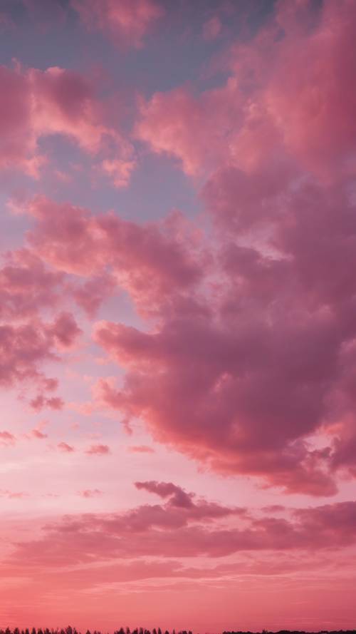 Céu abstrato do pôr do sol, predominantemente em tons de rosa