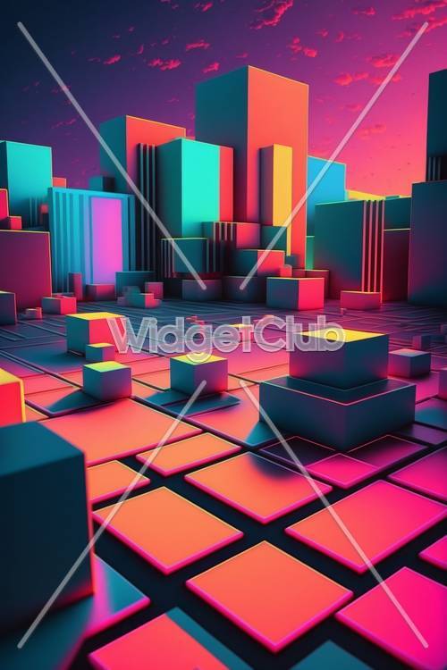 Colorful Neon Cityscape at Night