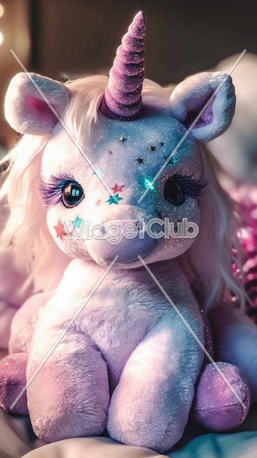 Magical Stuffed Unicorn with Sparkly Stars
