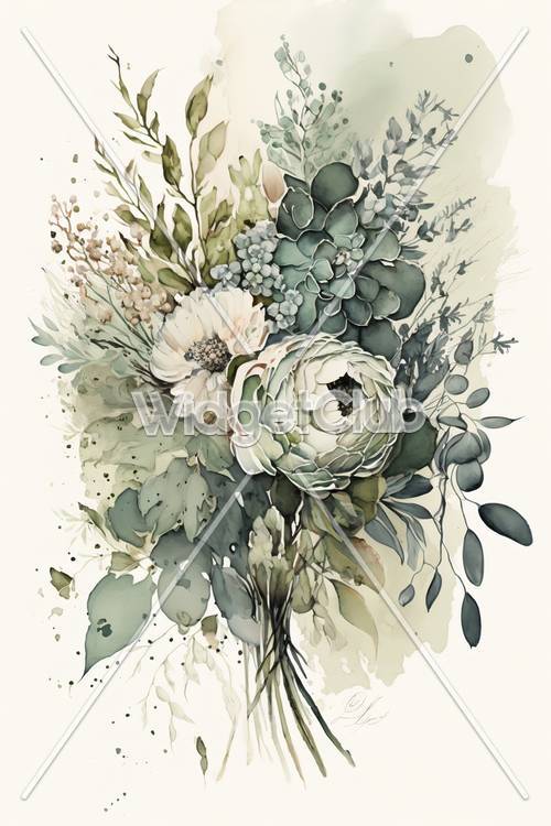 Beautiful Flowers and Leaves Artwork