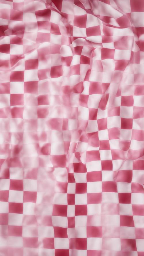 Wzór w kształcie serca w różowo-białą szachownicę.