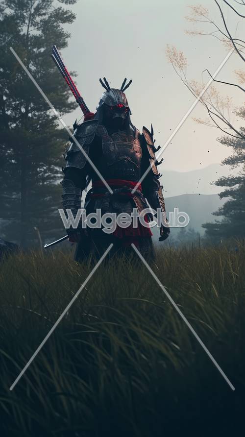 Guerreiro Samurai em Misty Field