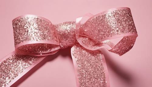 A light pink glittery ribbon tied in a perfect bow.