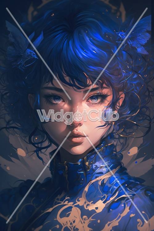 Blue Fantasy Girl Art Wallpaper[bcd329cba4b744229de1]