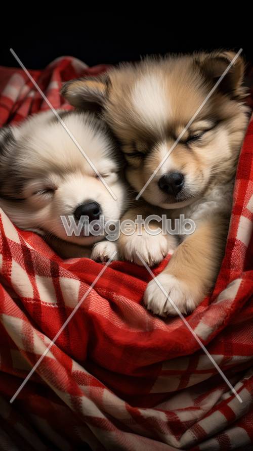 かわいい寝ている子犬たちの壁紙- かわいさ満点！
