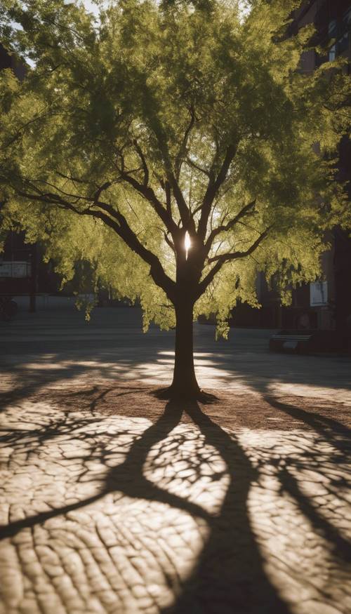 Motifs d&#39;ombres d&#39;arbres sur le sol sous le soleil, signalant l&#39;arrivée d&#39;un après-midi d&#39;été relaxant.