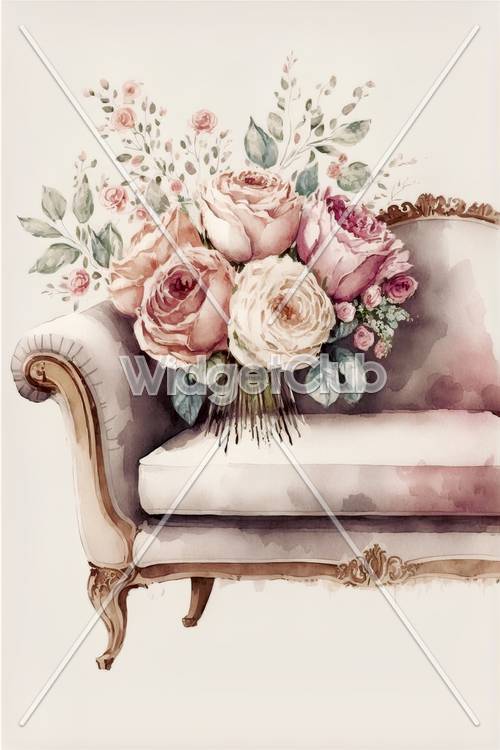 Vintage Floral Sofa Art