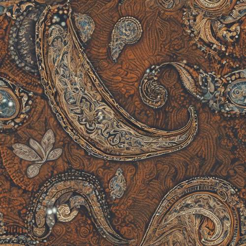 Motivo paisley astratto con texture che sembrano cucite a mano.