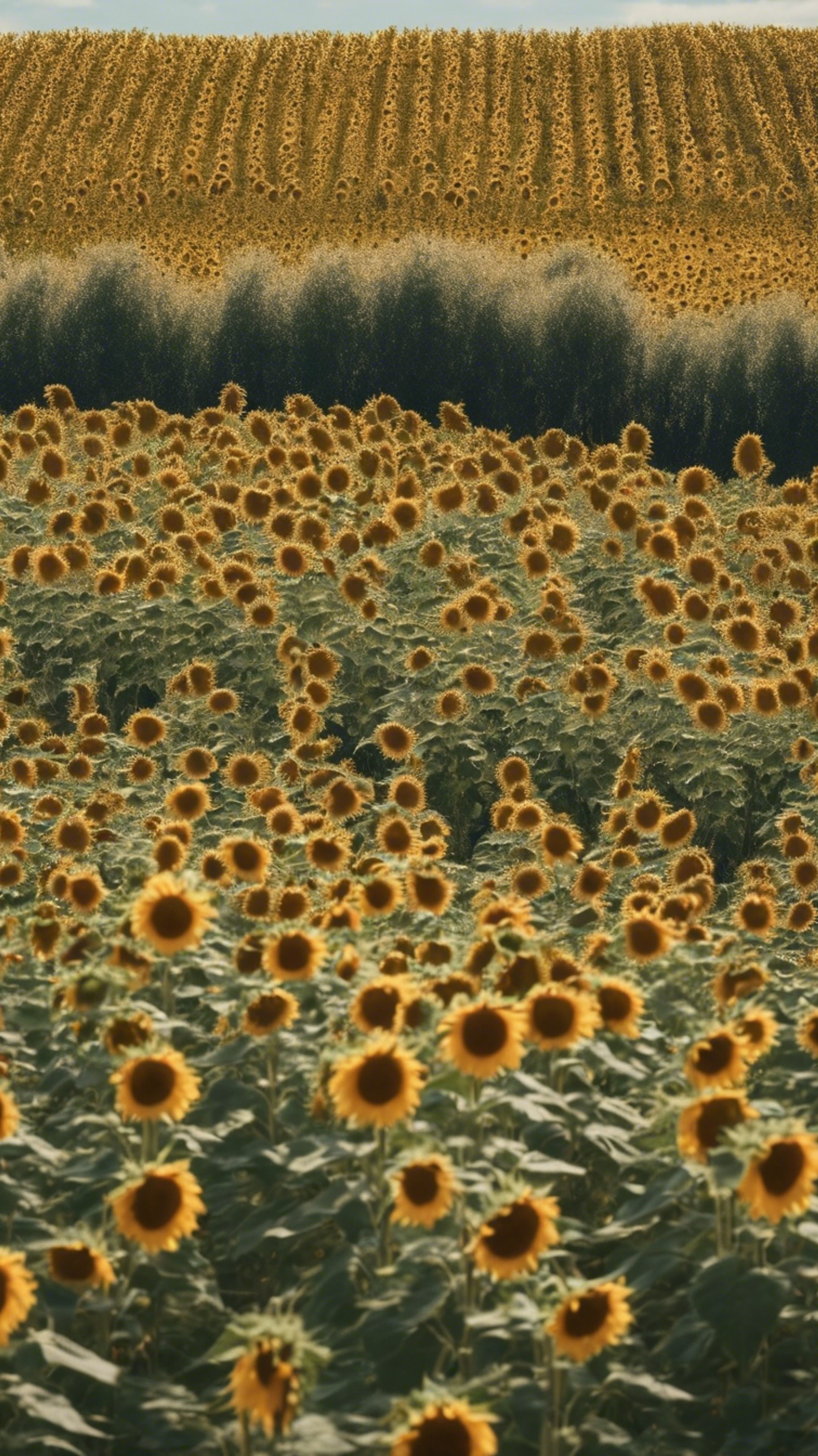 A scenic view of a sunflower field, waving gently in the afternoon breeze Wallpaper[2b3222060c594642b480]