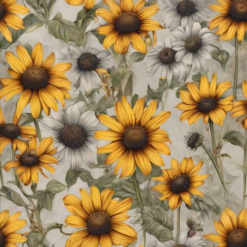A detailed botanical painting styled akin to a 17th-century, Dutch still life of a black-eyed susan.