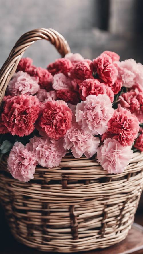 A basket full of freshly picked carnations.