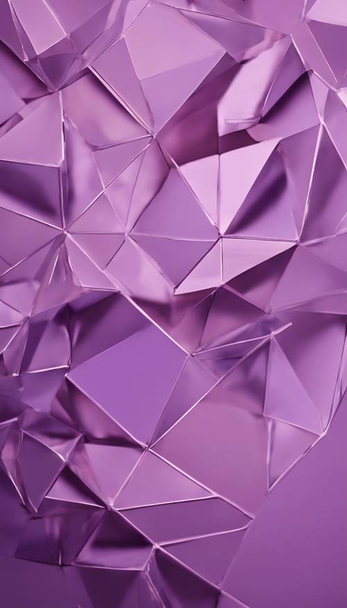 Garis tajam bentuk geometris ditampilkan dalam beragam nuansa ungu, dengan latar belakang lavender yang lebih lembut.