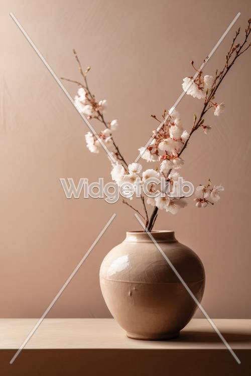 花瓶に飾られた美しい桜の花 桜の花が美しく咲く壁紙