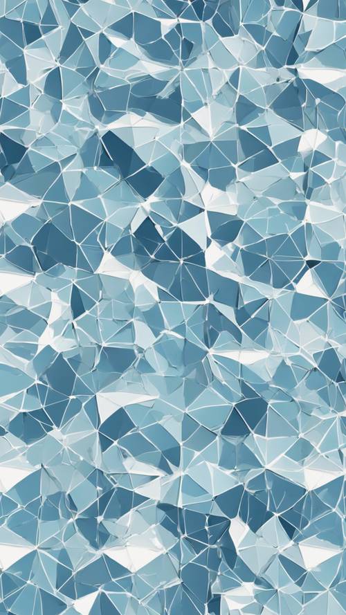 Pola geometris sederhana dengan corak biru langit berbeda pada latar belakang putih.