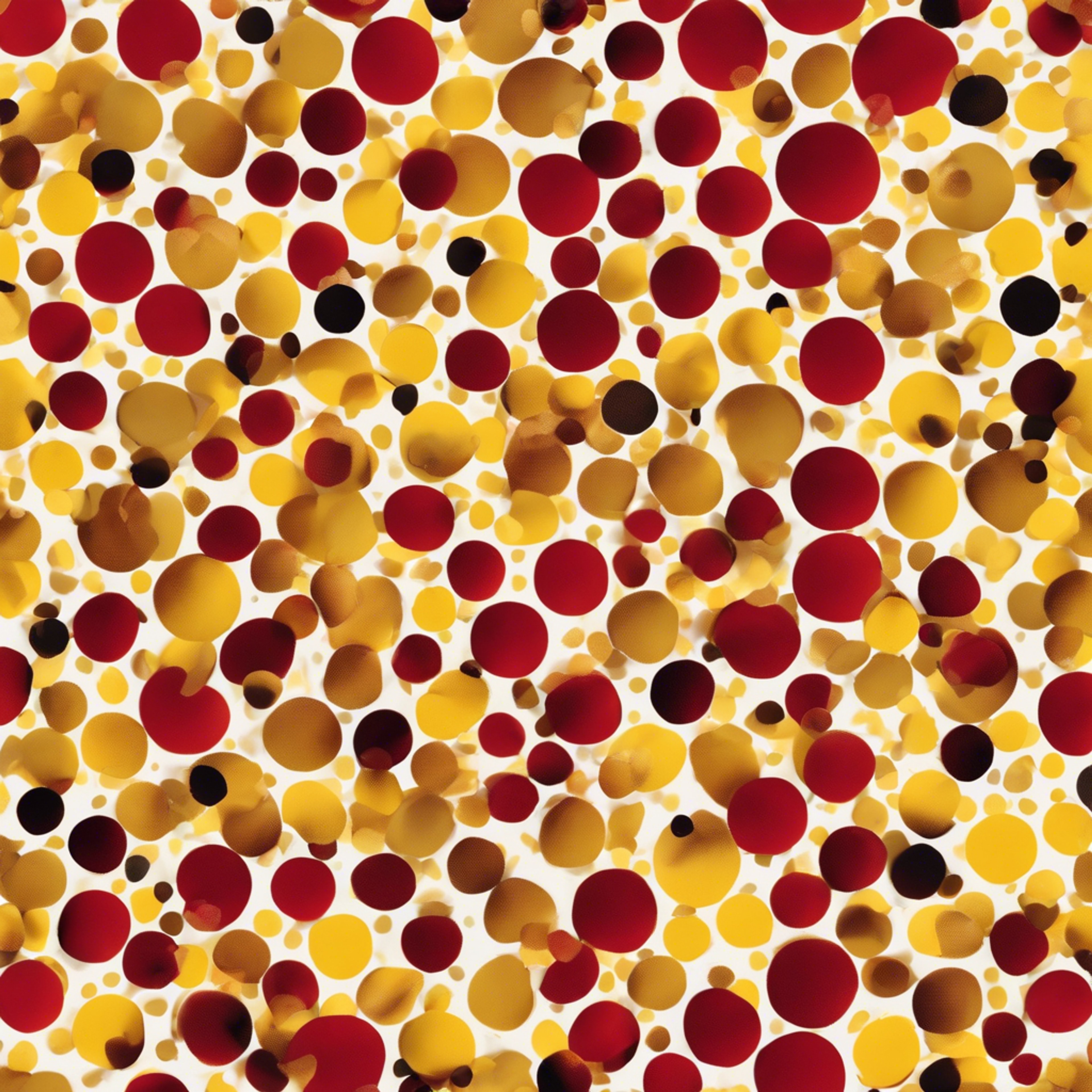 Red and yellow polka dots peppered cheerfully across a seamless pattern.壁紙[809bb738b8014084ac82]