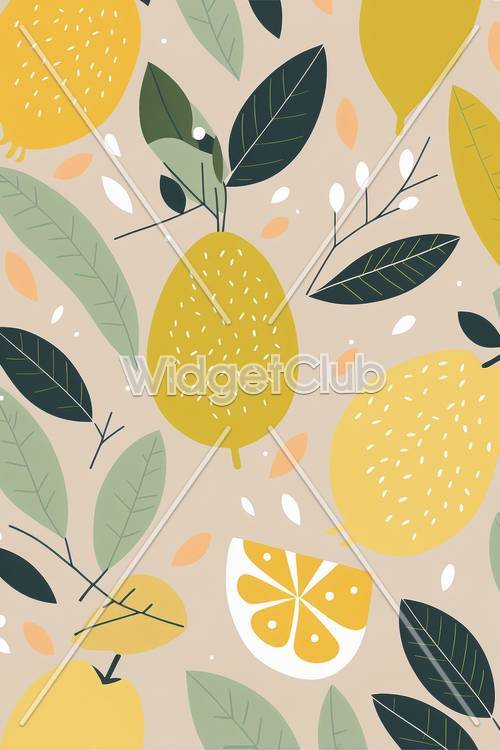 어린이를 위한 레몬과 잎 패턴