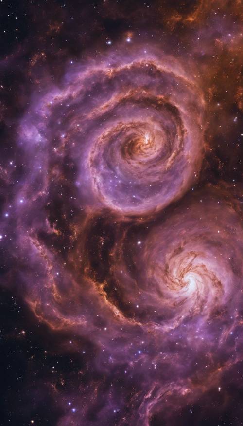 Turbinii marroni e viola della nebulosa nello spazio.