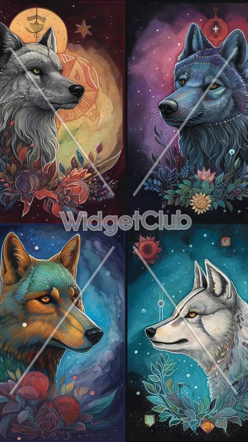 Colorful Wolf Portraits