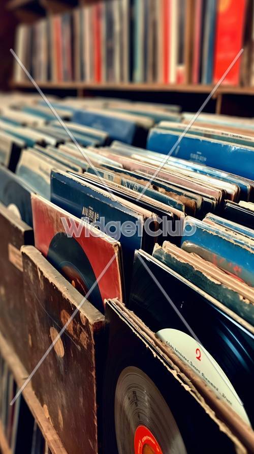 Colección de discos de vinilo antiguos