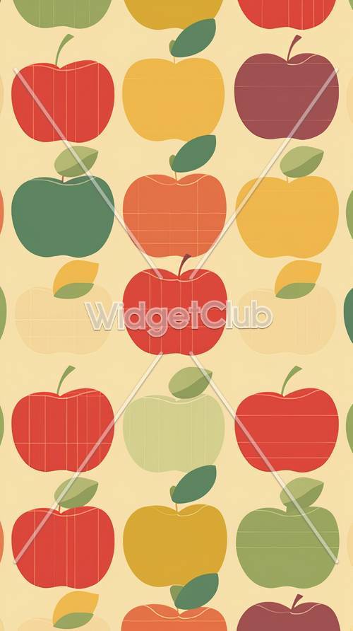 子ども向けのカラフルなリンゴ柄の壁紙