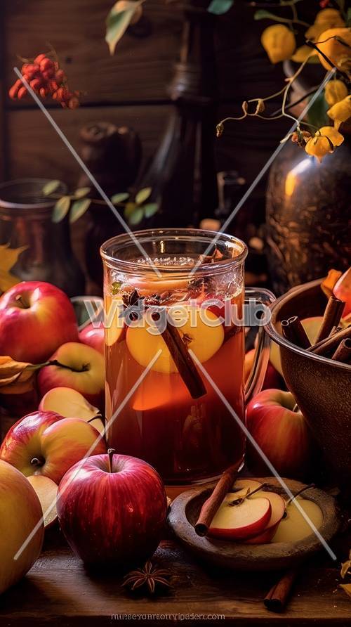 Gemütliches Herbstgetränk mit Äpfeln und Zimt