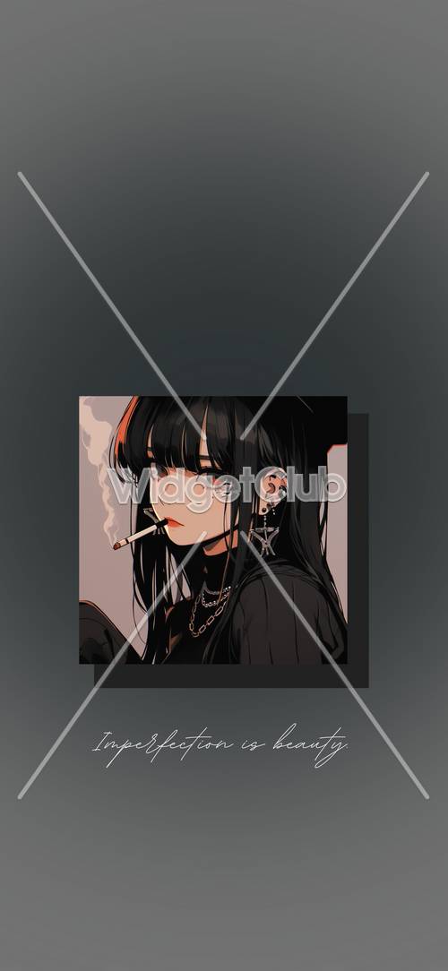 Cool Anime Girl with Black Hair and Earrings