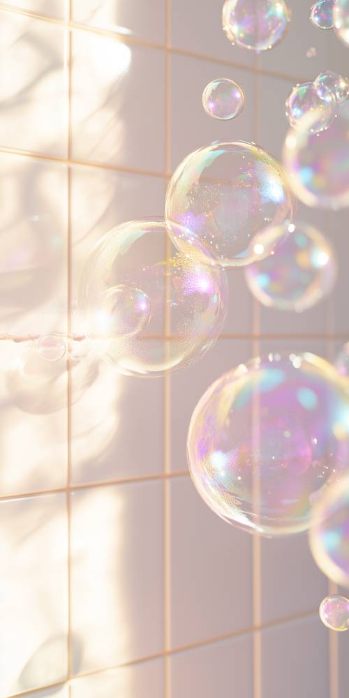 Colorful Soap Bubbles Shining in Sunlight