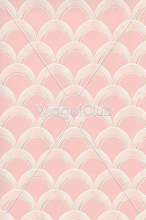 ピンクと白の貝殻柄の壁紙