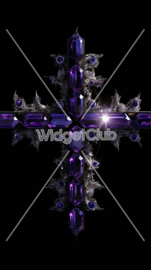 画面にピッタリ！輝く紫色の十字架デザイン