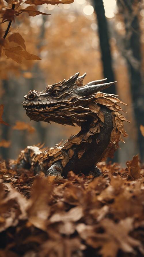 An invisible dragon, only visible by the rustling of leaves and swirling dust, moving through a forest.
