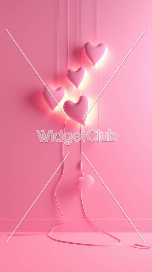 Glowing Pink Hearts for Your Screen