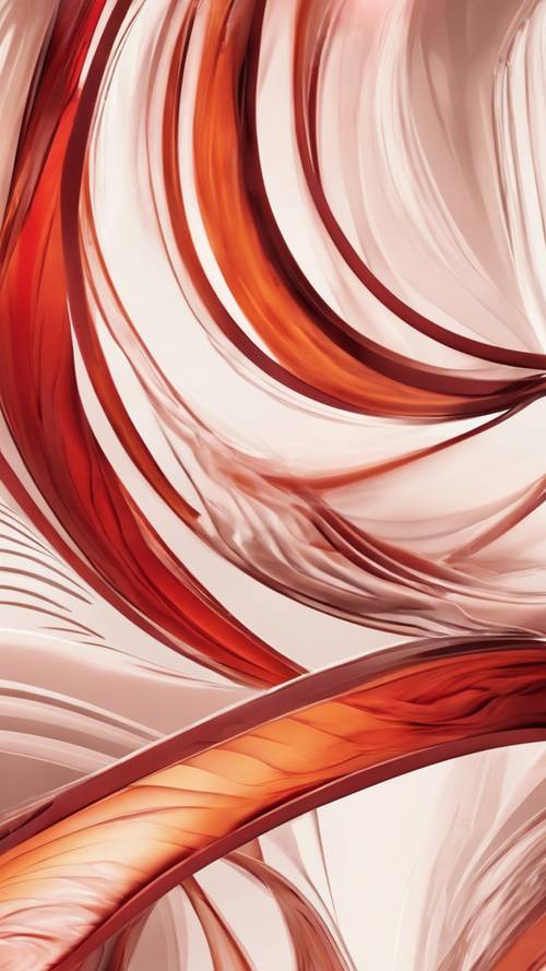 一种抽象的设计，色彩鲜艳的红色和橙色曲线一起摇摆，创造出和谐无缝的图案。