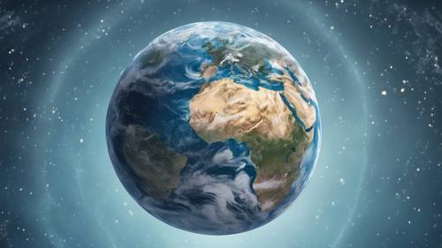 Подробный топографический вид Земли, или Голубого мрамора, разделенного пополам, обнажая ядро ​​внутри.