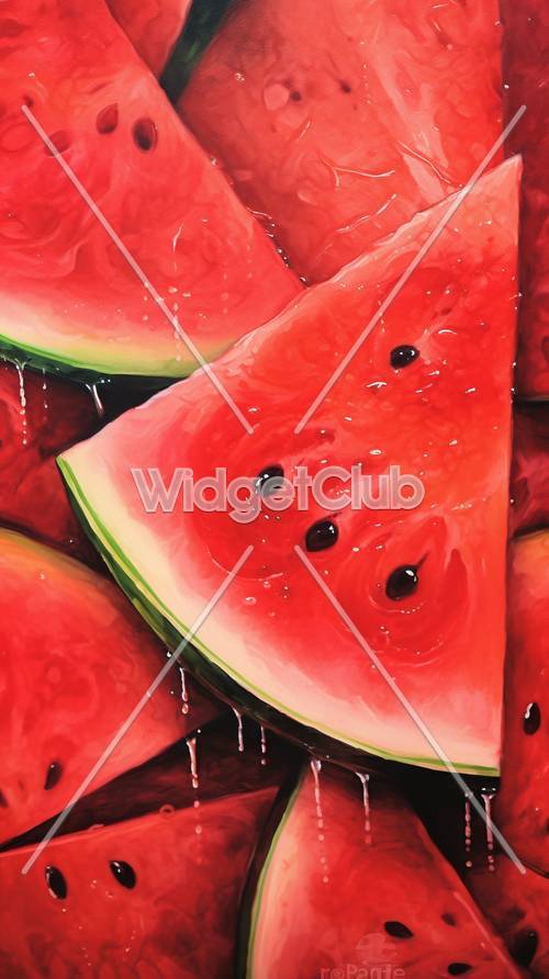 Helle und saftige Wassermelonenscheiben